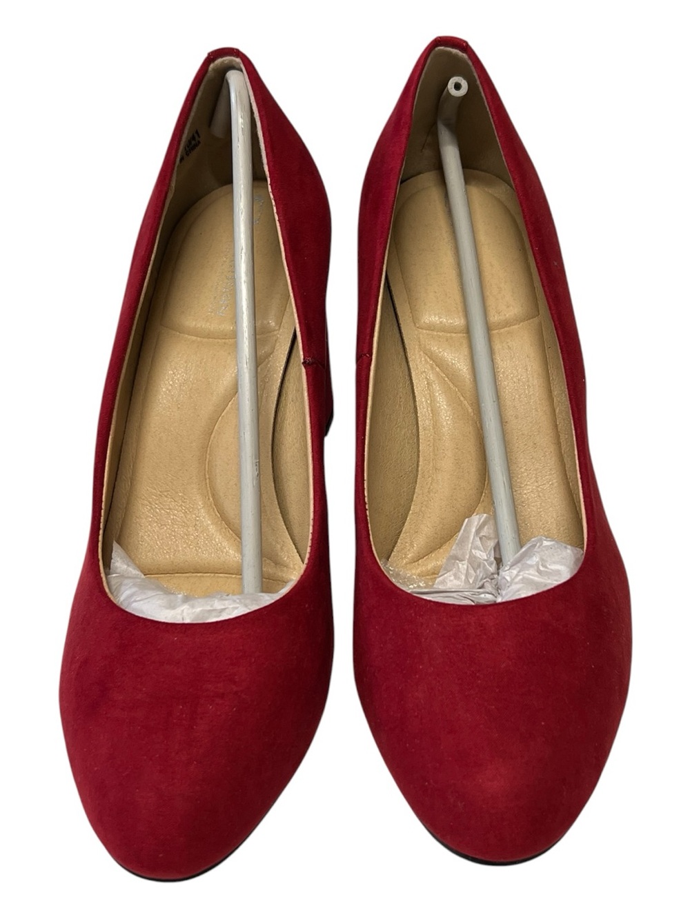 🆕 NWOT CL by Laundry Red Velvet Block Heel Pumps | Size 10M